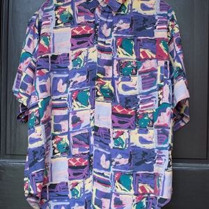 Abstract Painting Pattern Short Sleeve Button down